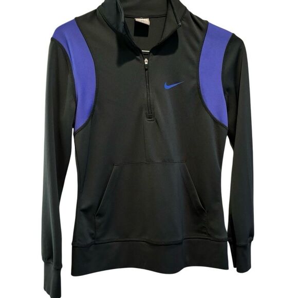 Nike Women’s Athletic  Black Purple 1/4 Zip Mock Neck Pullover Top Size Small - Picture 1 of 11
